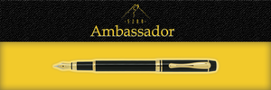 5280 Ambassador Gold and Black Lacquer Medium Fountain Pen with Ink Converter