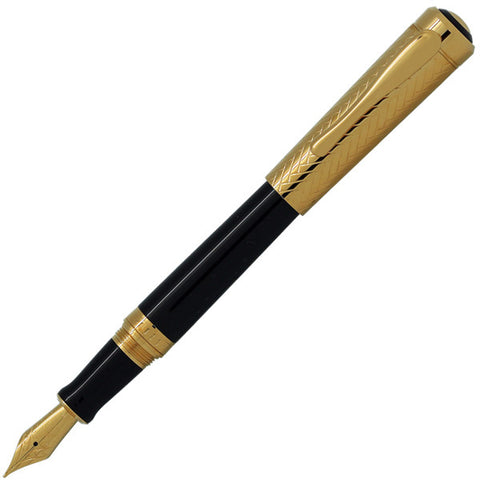 5280 Aspen Yellow Gold and Black Medium Fountain Pen